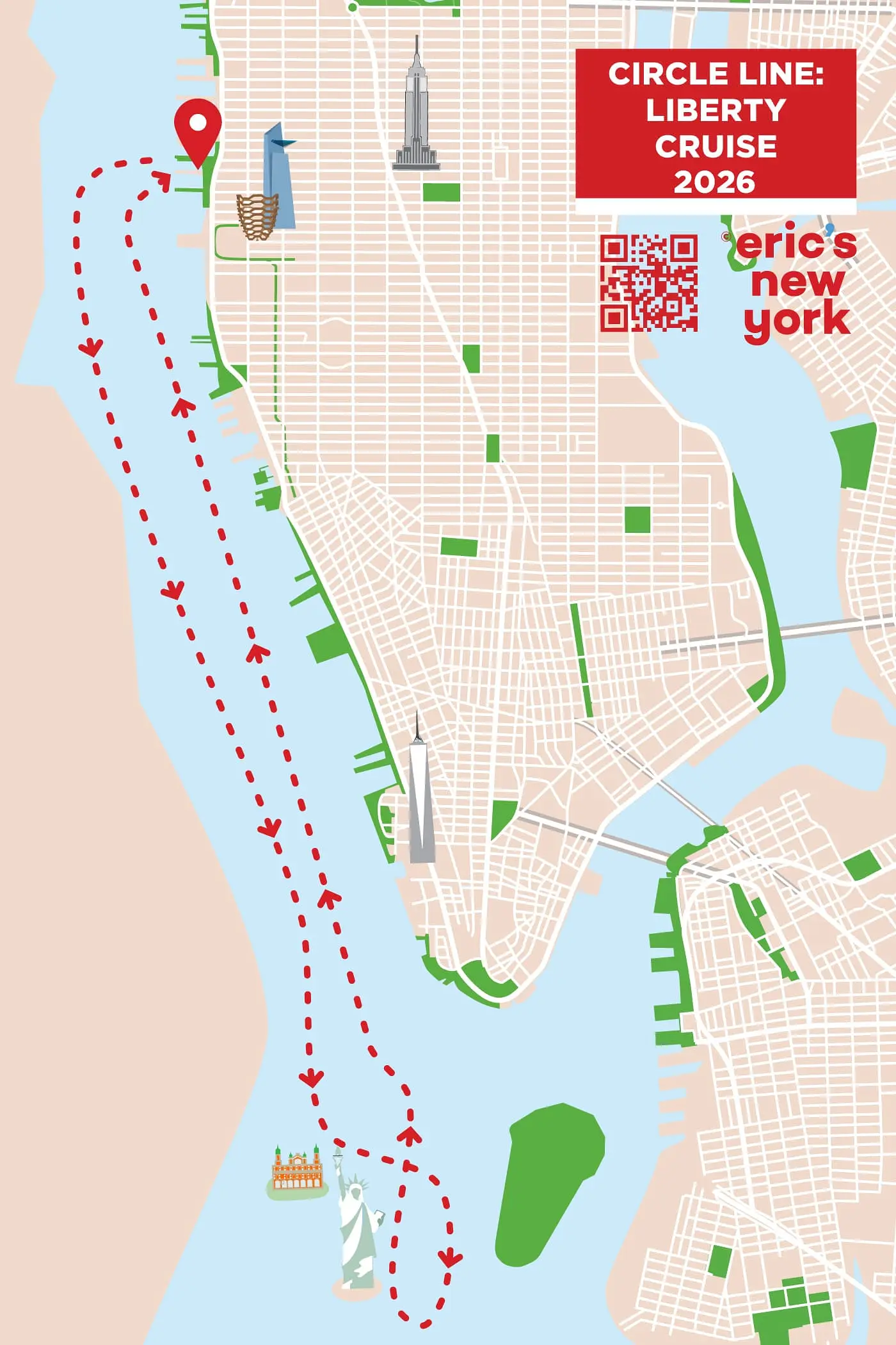 Circle Line: Liberty Bootstour (60 Minuten) - Route