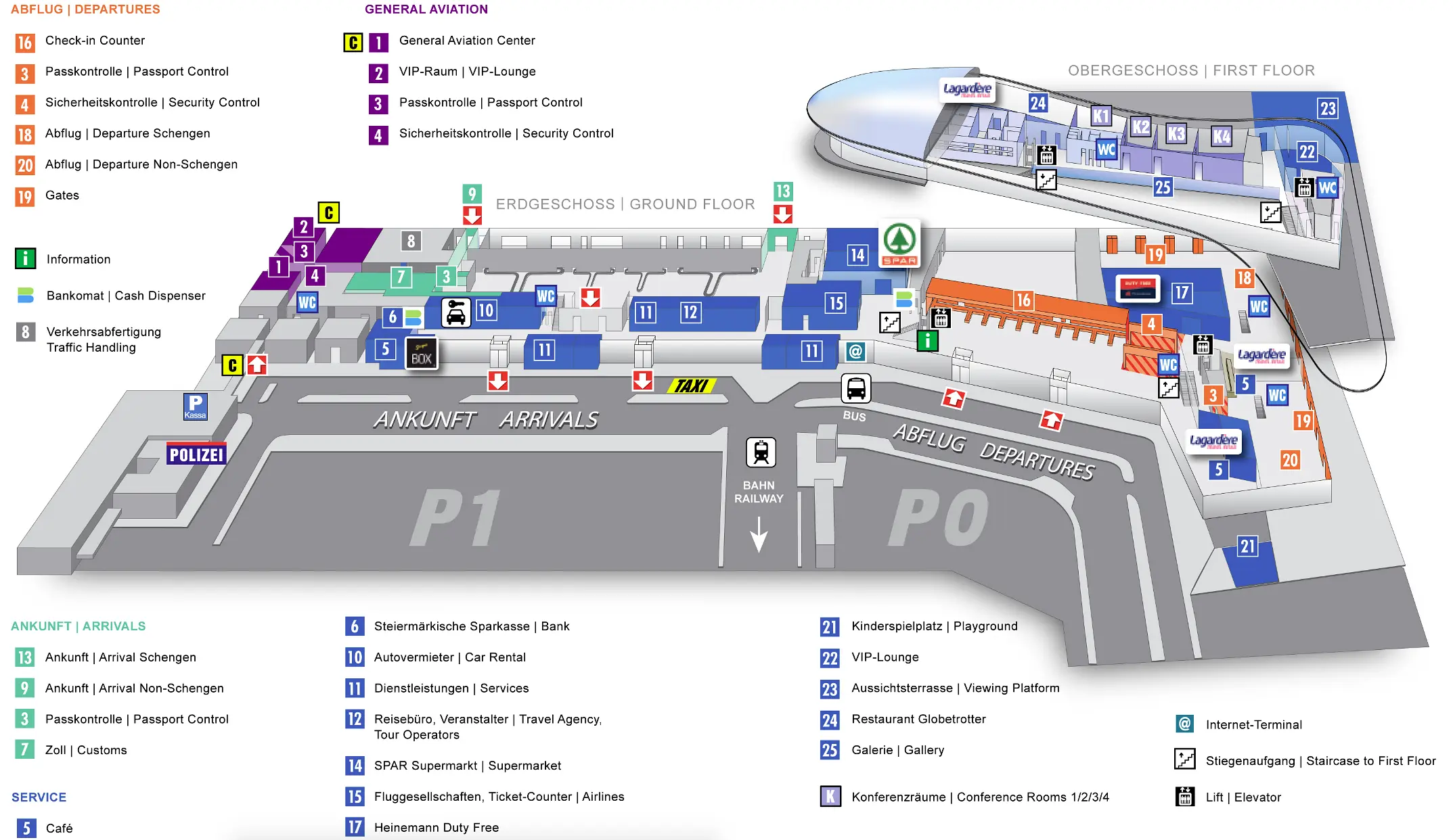 Flug Graz - New York City - Karte Flughafen Graz