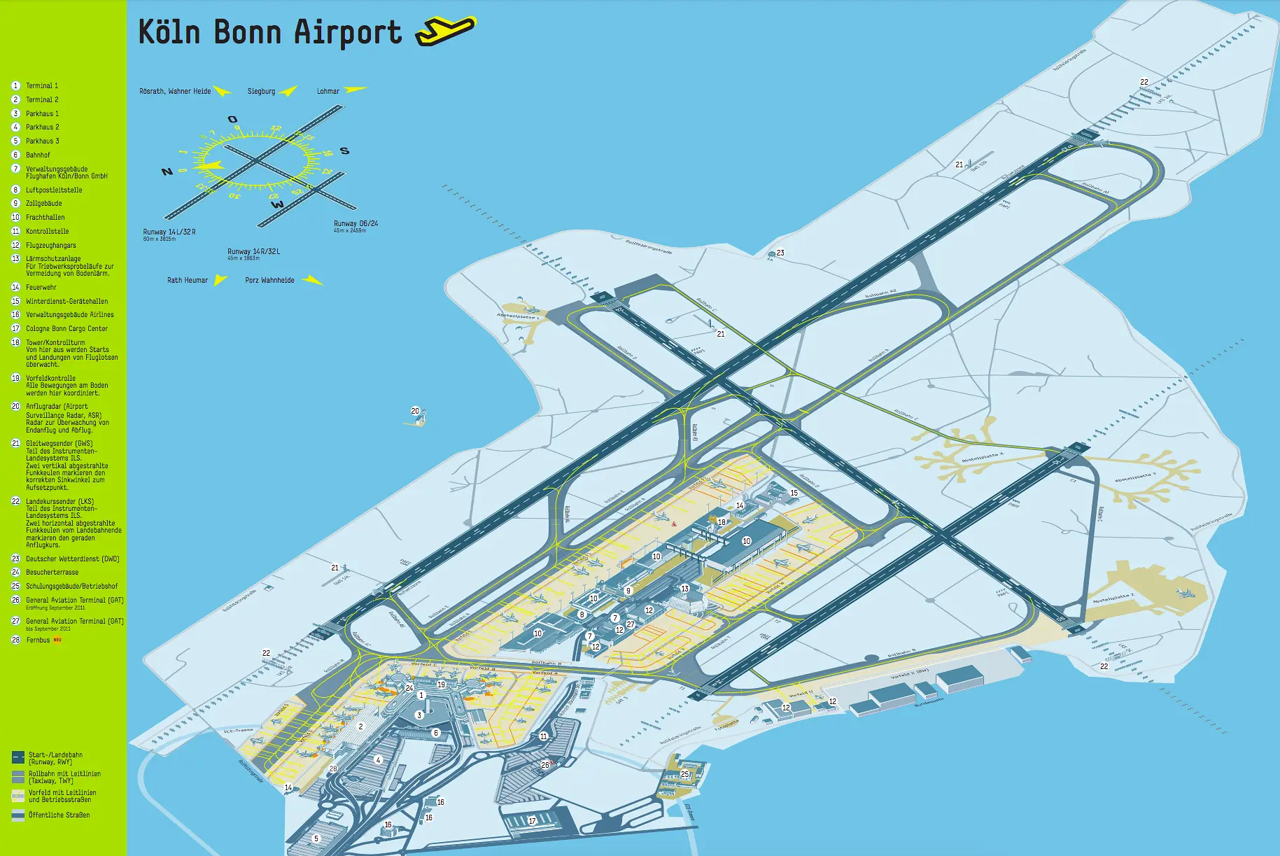 Flug Köln/Bonn - New York City - Karte Flughafen Köln/Bonn