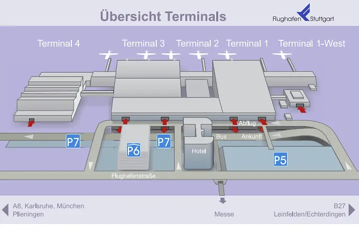 Flug Stuttgart - New York City - Karte Flughafen Stuttgart Terminals