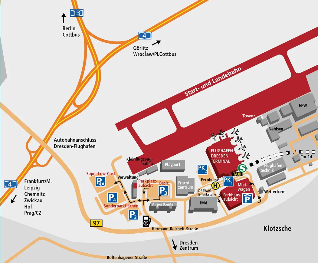 Flug Dresden - New York City - Karte Flughafen Dresden