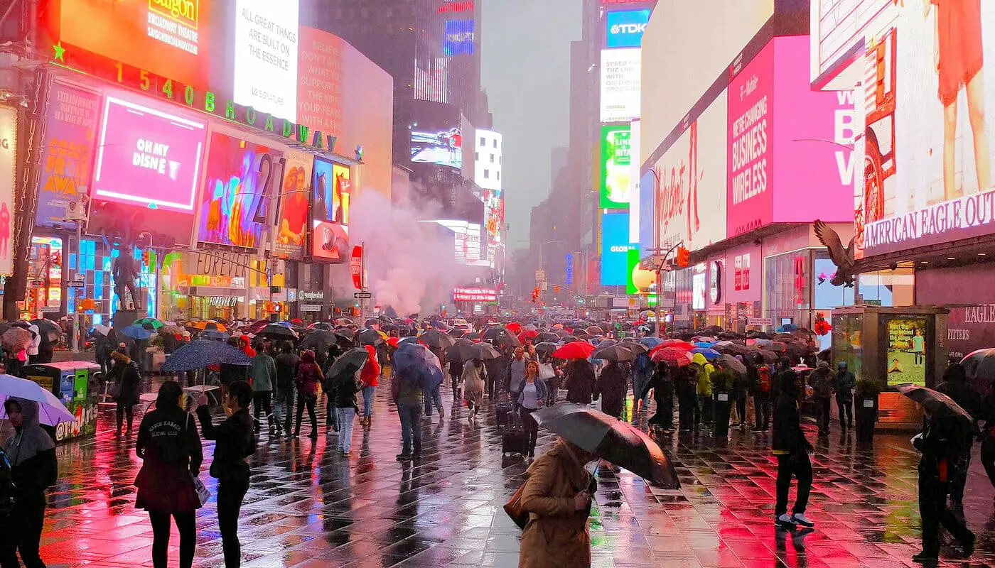 Regen in New York - Times Square