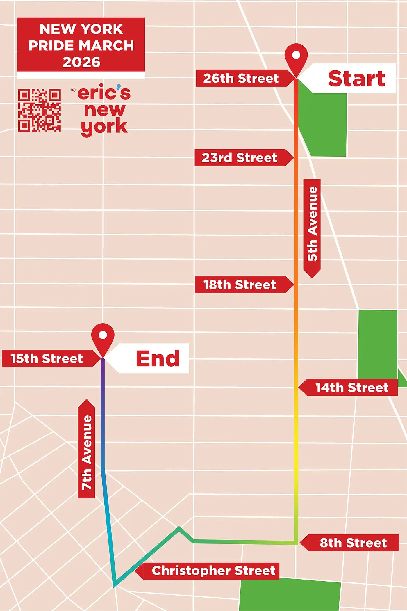New York Pride March - Karte des Pride March Route 2026