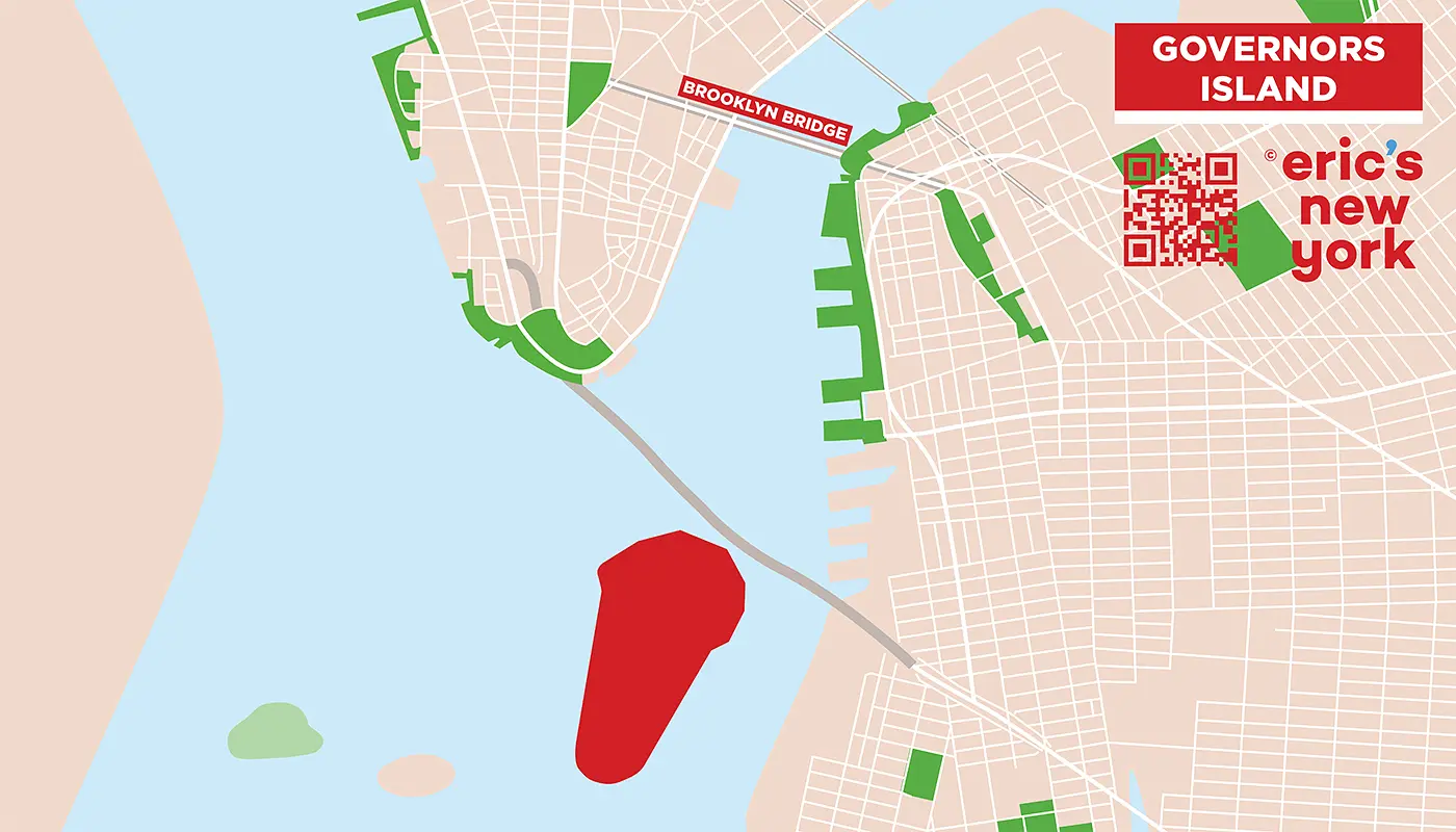 Governors Island in New York - Kostenlose Karte