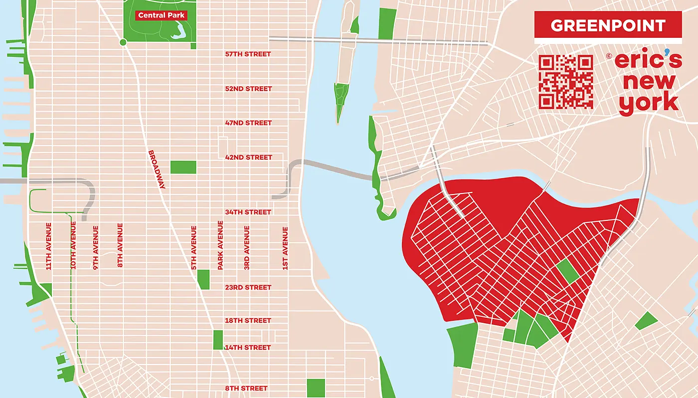 Greenpoint in New York - Kostenlose Karte