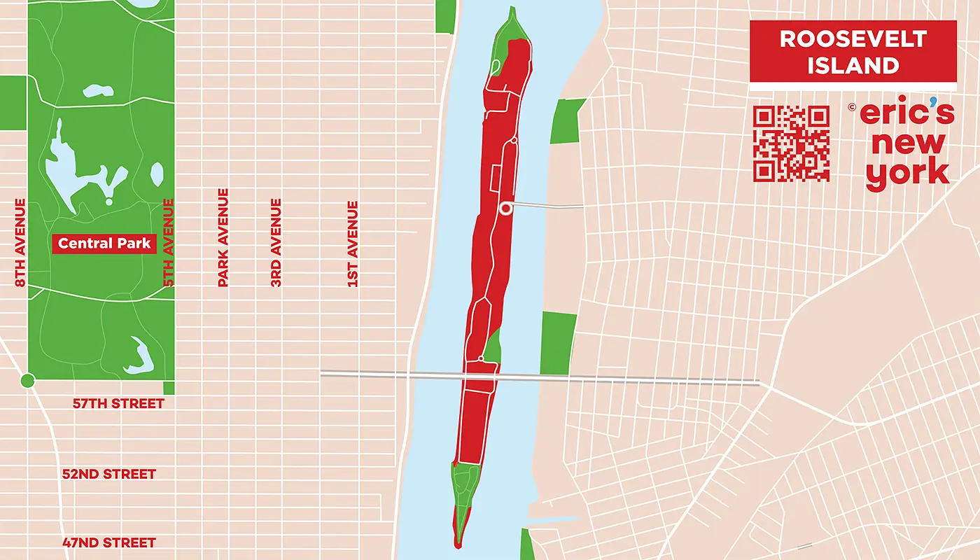 Roosevelt Island in New York - Kostenlose Karte