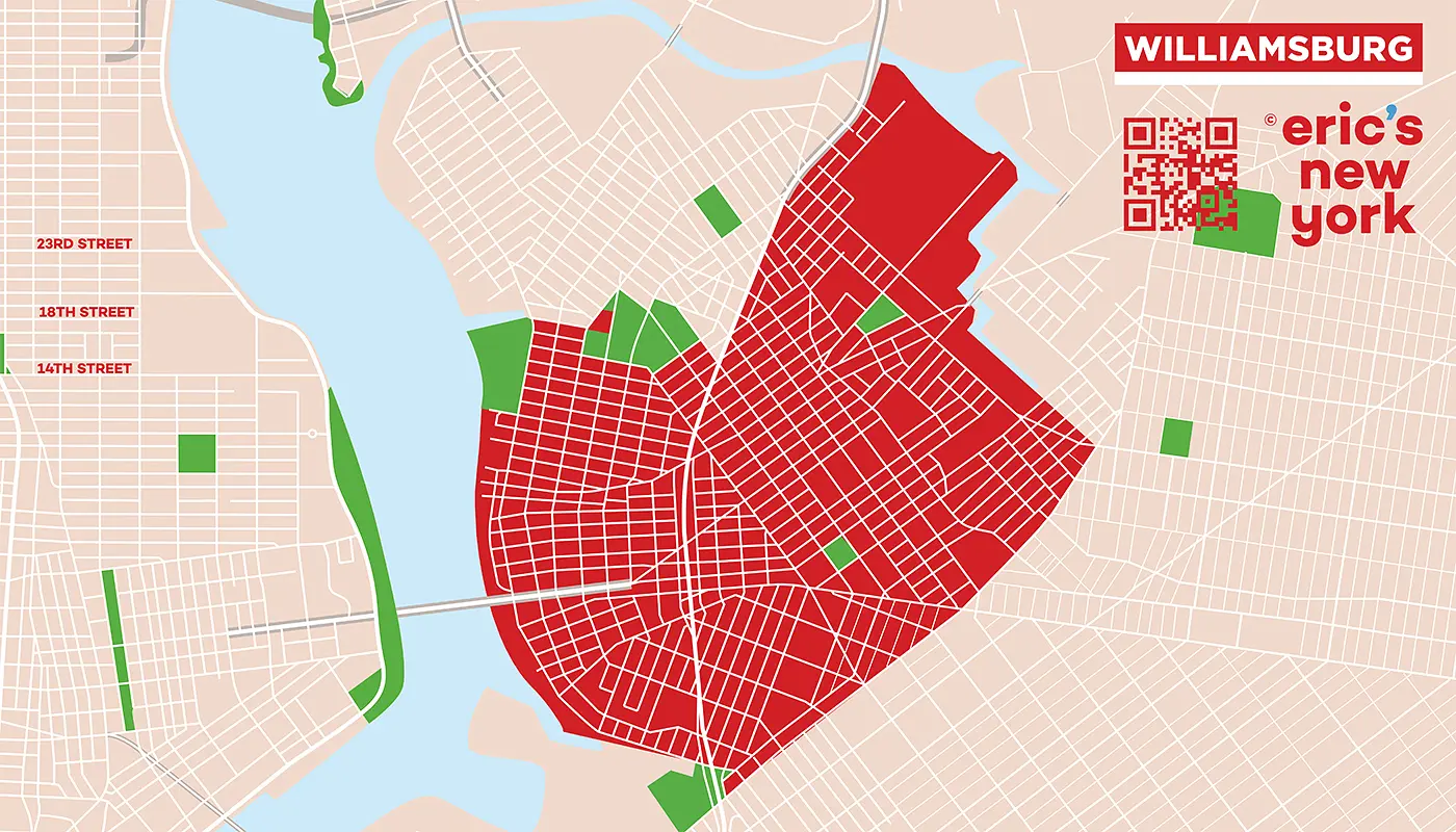 Williamsburg in New York - Kostenlose Karte