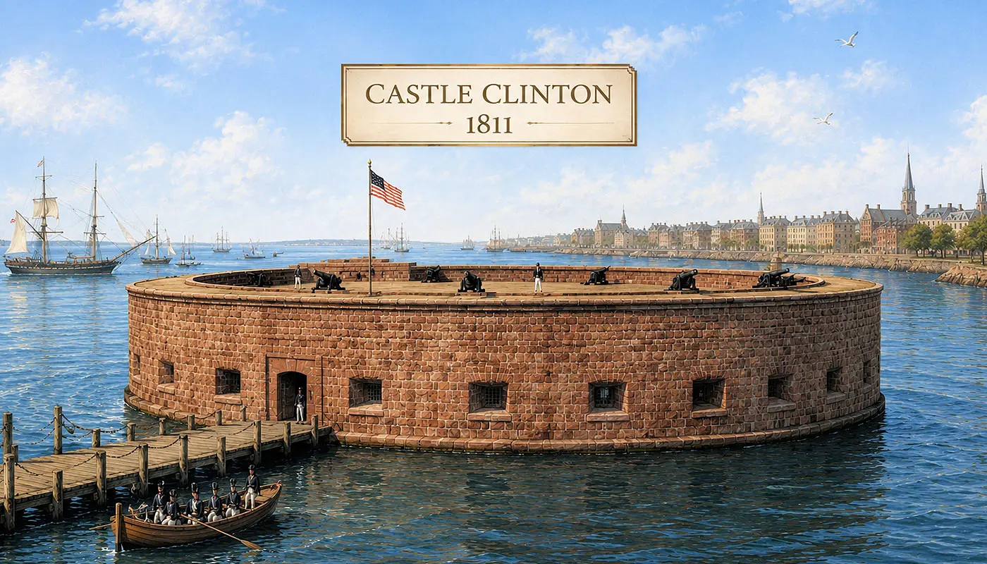 Castle Clinton in New York: Vorstellung davon, wie Castle Clinton früher aussah