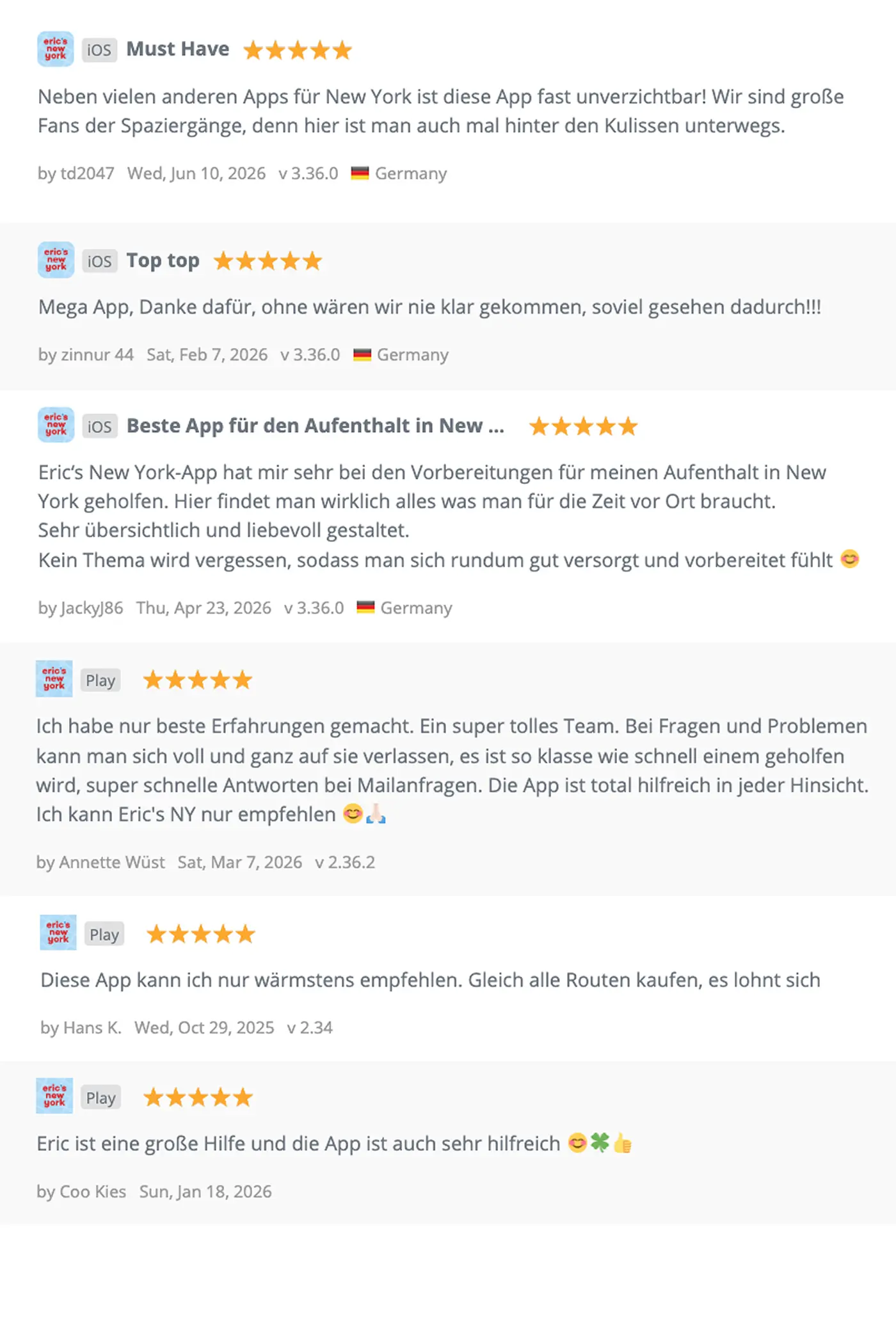 Eric's New York App - Reviews From DE